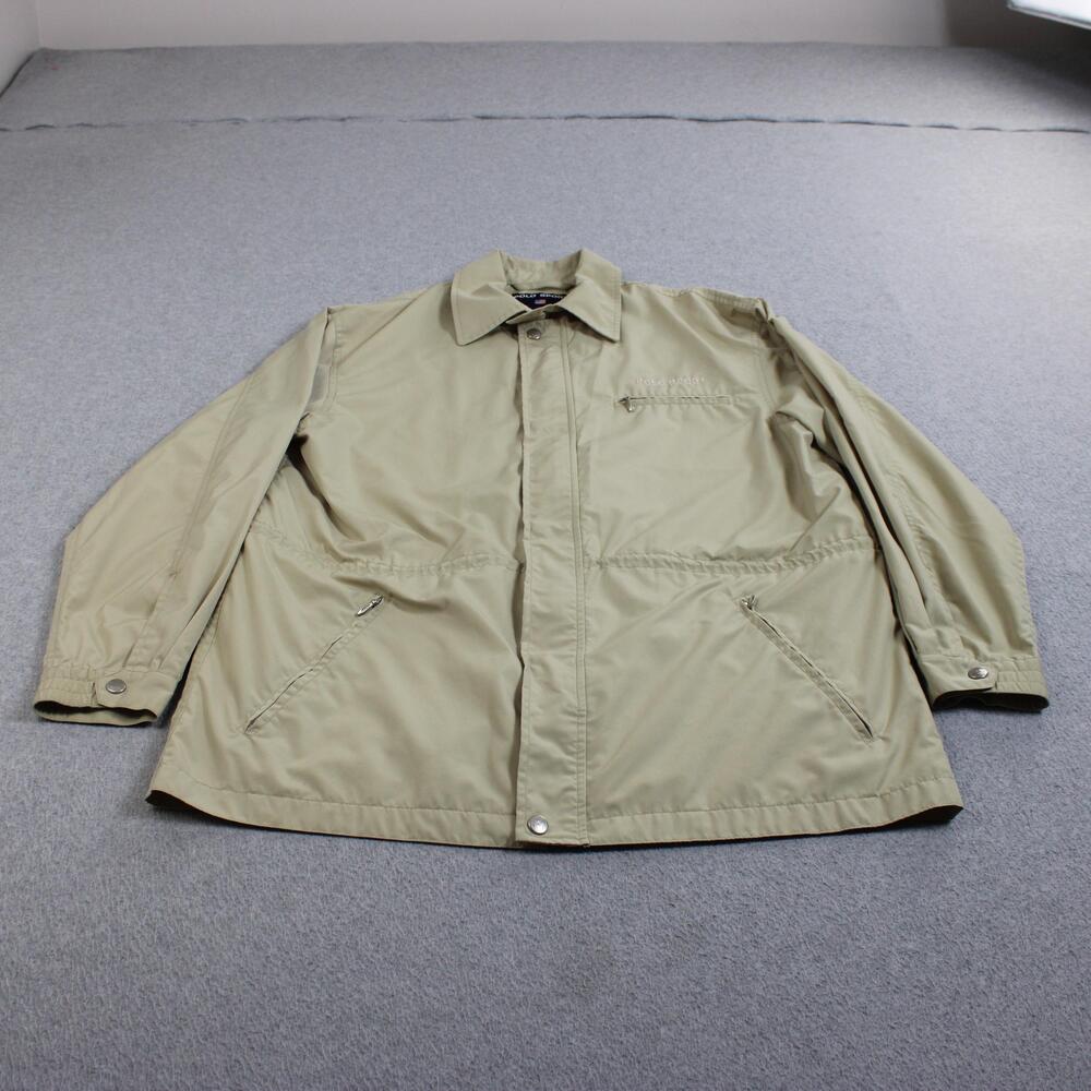 Vtg Polo Sport Ralph Lauren Jacket Men Large Beige Windbreaker Full Zip 90s Y2K